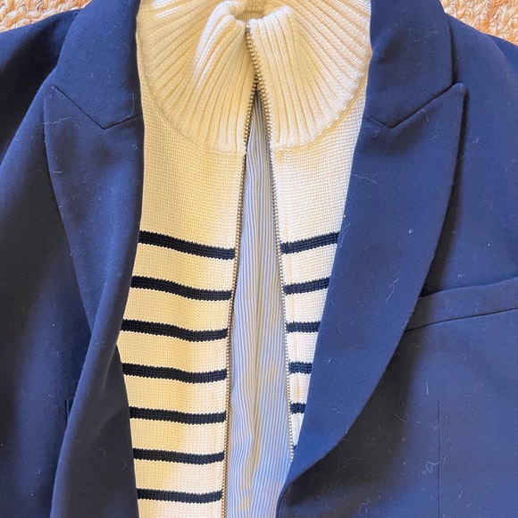 VERONICA BEARD navy miller? Blazer jacket AND striped sweater Dickey size 8/M - Picture 5 of 7
